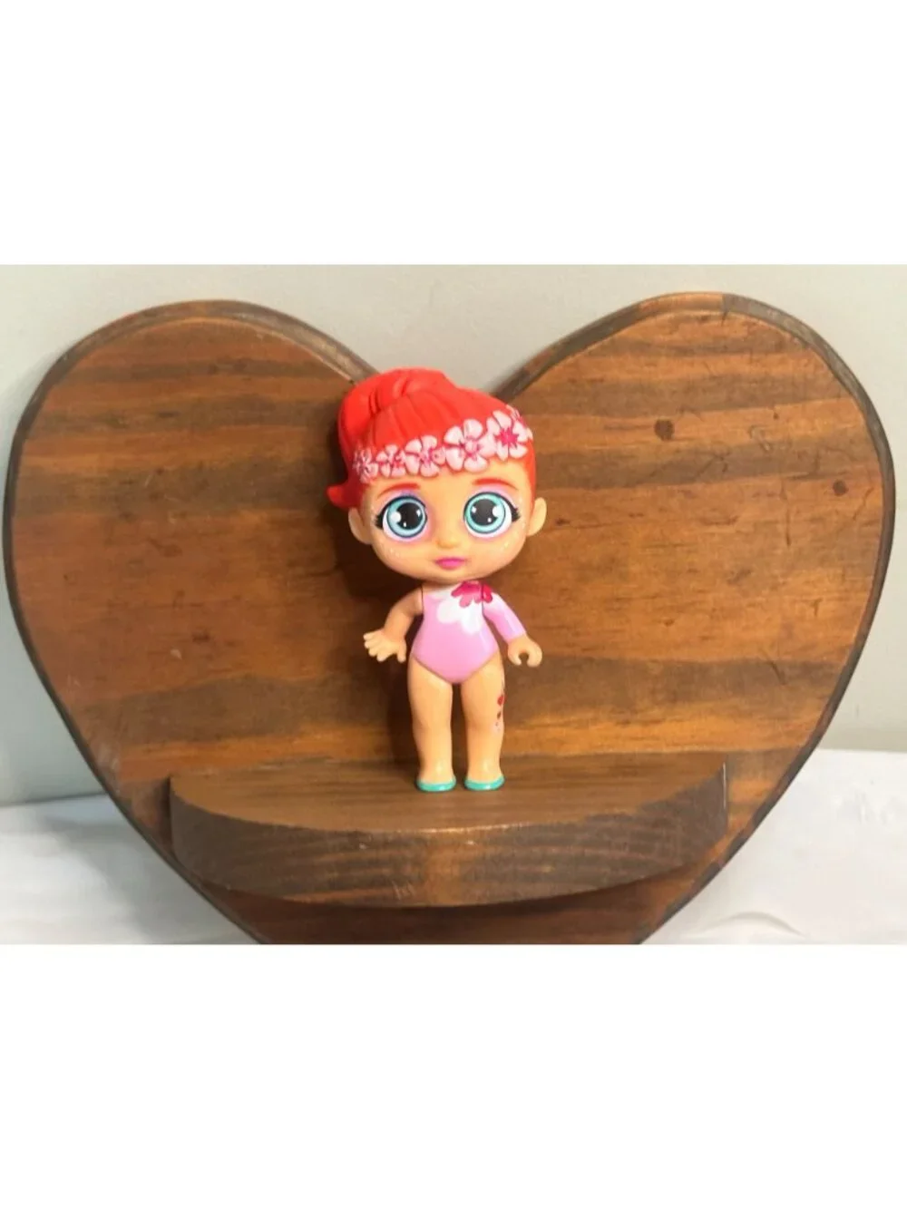 Wood Heart Shape Wall Shelves Stained 9